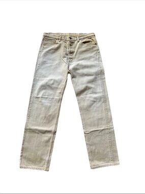 VTG Levi's 501 Yellow Button Fly Straight Leg Denim Jeans Made in USA 90s 35x31